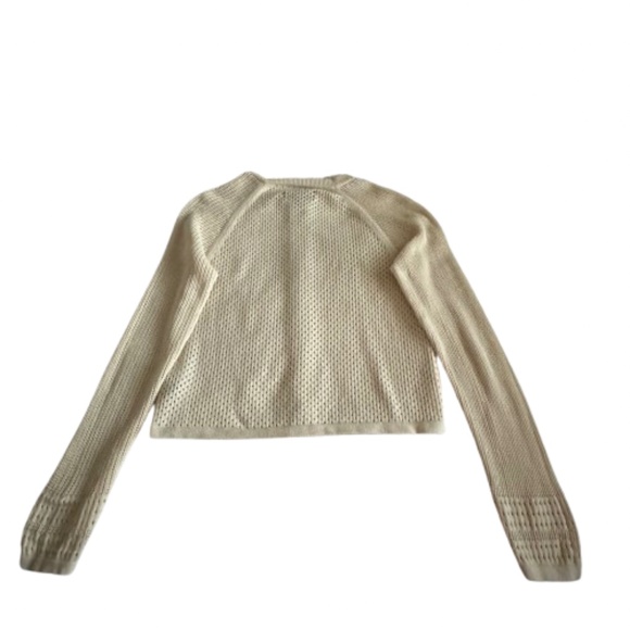 Mossimo Women's S Tan Zip Up Knit Cropped Long Sleeves Crew Neck Sweater Top - Picture 7 of 16